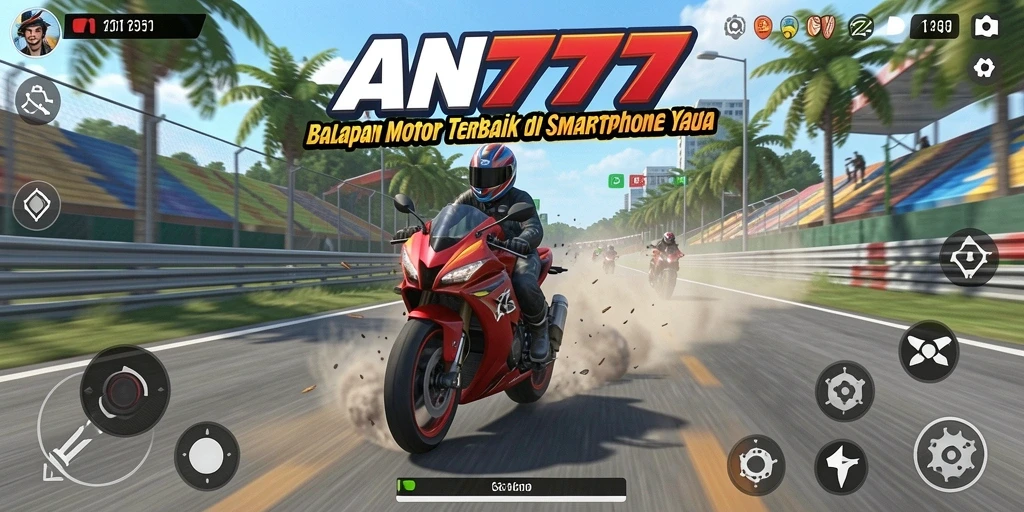 Gameplay AN777 yang seru dan mendebarkan dalam balapan motor.