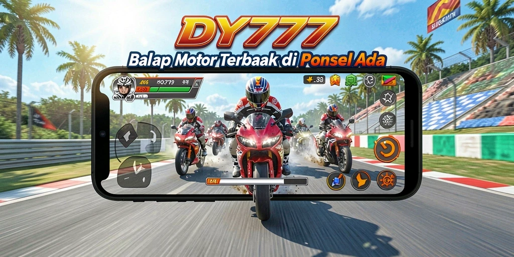 Tampilan gameplay seru dalam balapan motor cepat.