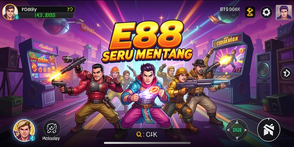 Tangkapan layar utama E88 menunjukkan gameplay arcade yang dinamis.