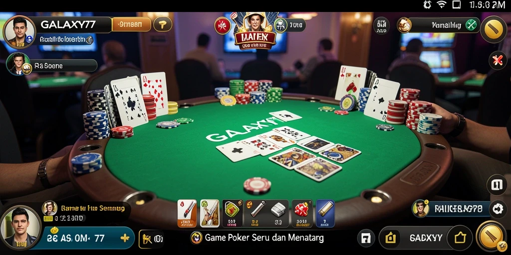 Tampilan gameplay poker yang menarik di GALAXY77.