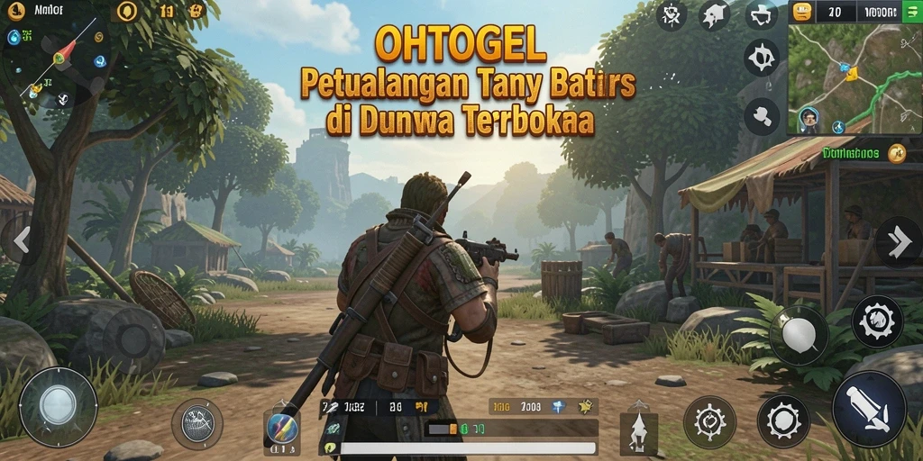 Gameplay OHTOGEL menampilkan aksi seru di dunia terbuka.